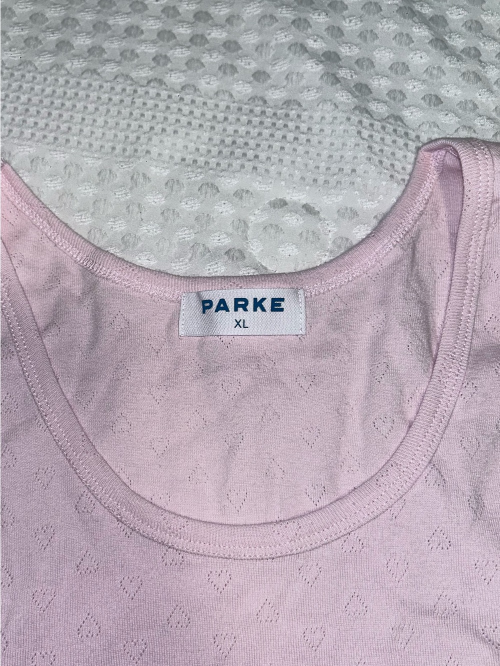 Parke Heart Pointelle Tank Color: Peony Size XL NWOT - Picture 7 of 9
